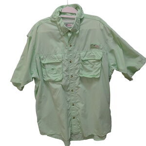 World Wide SportsMan Button Up Shirt Mint Size XL Nylon Blend Short Sleeve